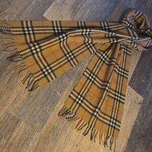 Burberry 100% Lambs Wool Made In Scotland Classic Tan Plaid Men's/weman's Scarf